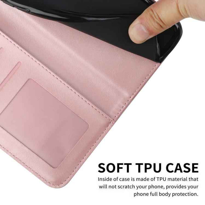 For iPhone 17 Pro Max Stitching Calf Texture Buckle Leather Phone Case(Rose Gold)
