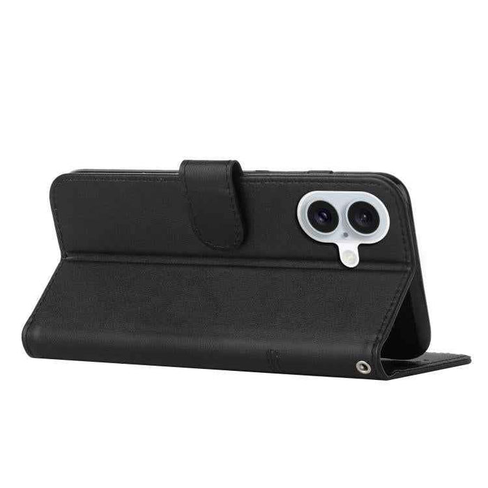 For iPhone 17 Stitching Calf Texture Buckle Leather Phone Case(Black)