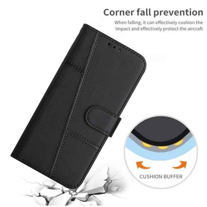 For iPhone 17 Stitching Calf Texture Buckle Leather Phone Case(Black)