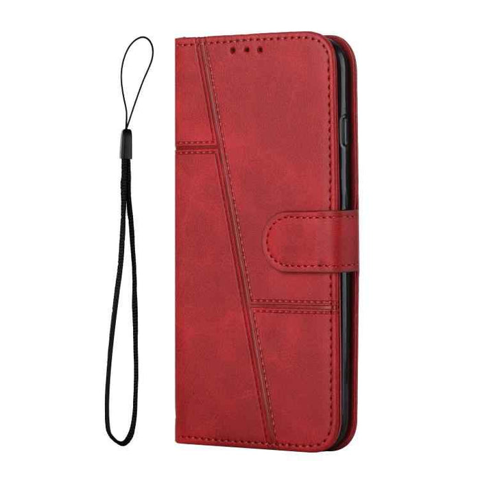For iPhone 17 Stitching Calf Texture Buckle Leather Phone Case(Red)