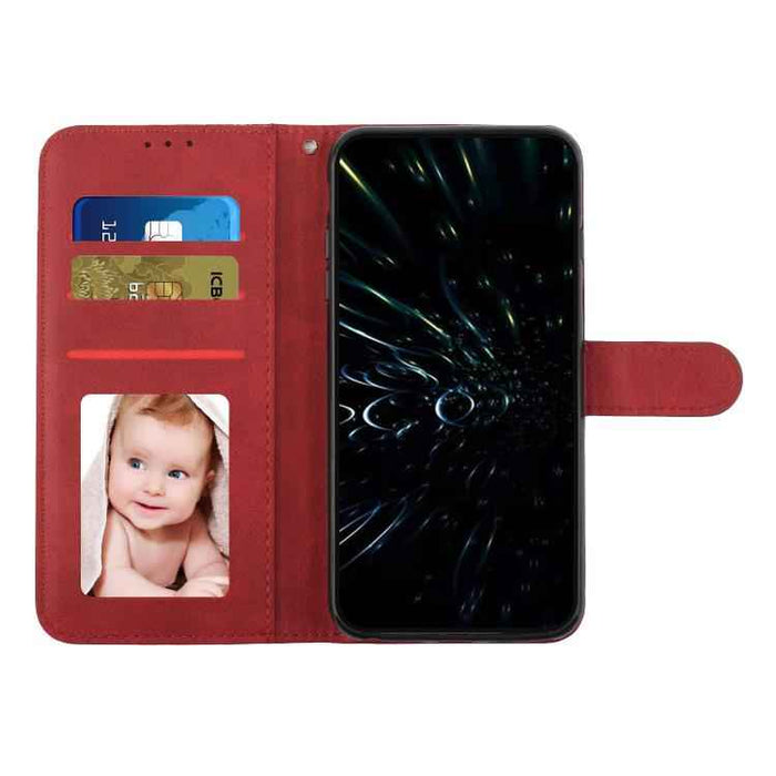 For iPhone 17 Stitching Calf Texture Buckle Leather Phone Case(Red)