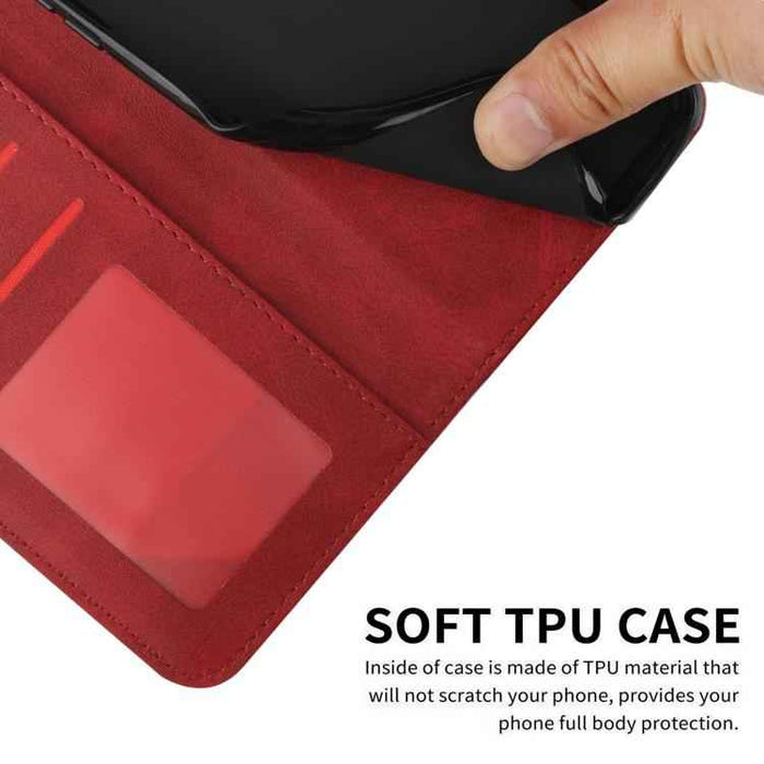 For iPhone 17 Stitching Calf Texture Buckle Leather Phone Case(Red)