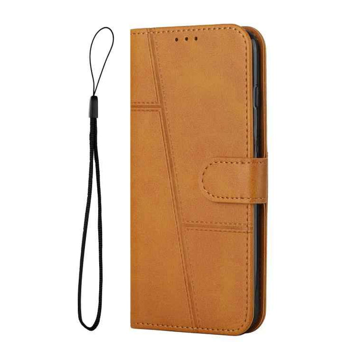 For iPhone 17 Stitching Calf Texture Buckle Leather Phone Case(Yellow)