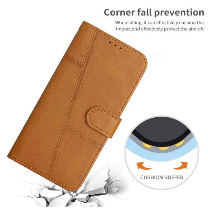 For iPhone 17 Stitching Calf Texture Buckle Leather Phone Case(Yellow)