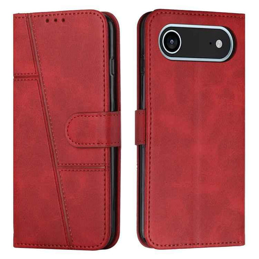 For iPhone 17 Air Stitching Calf Texture Buckle Leather Phone Case(Red)