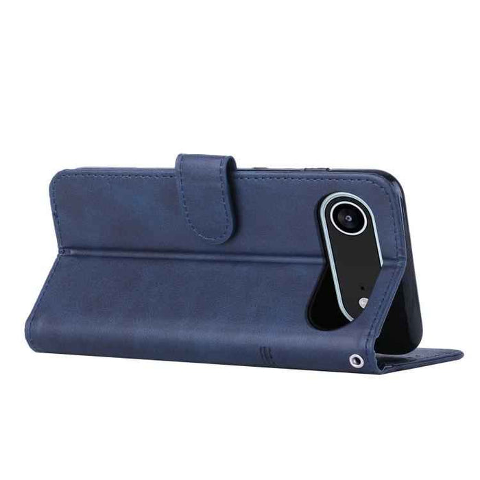 For iPhone 17 Air Stitching Calf Texture Buckle Leather Phone Case(Blue)