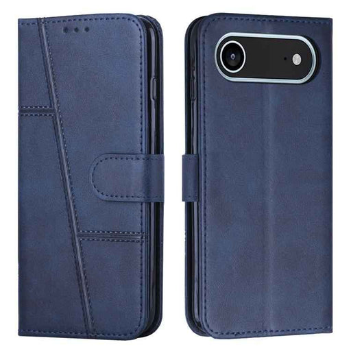 For iPhone 17 Air Stitching Calf Texture Buckle Leather Phone Case(Blue)