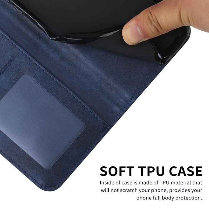 For iPhone 17 Air Stitching Calf Texture Buckle Leather Phone Case(Blue)
