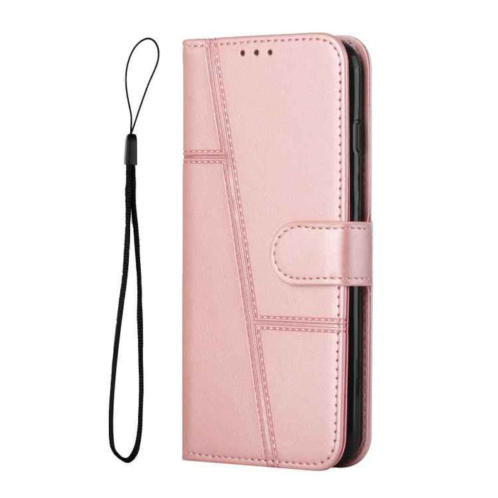 For iPhone 17 Air Stitching Calf Texture Buckle Leather Phone Case(Rose Gold)