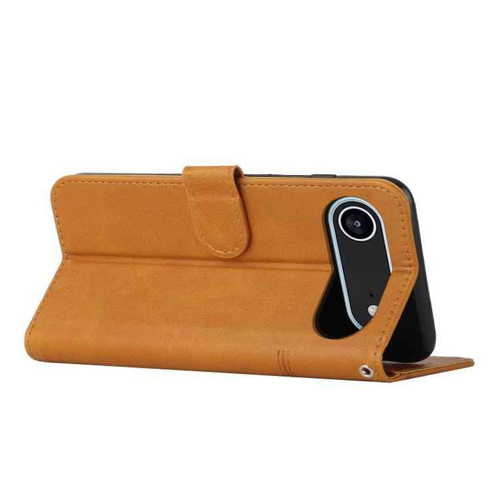 For iPhone 17 Air Stitching Calf Texture Buckle Leather Phone Case(Yellow)