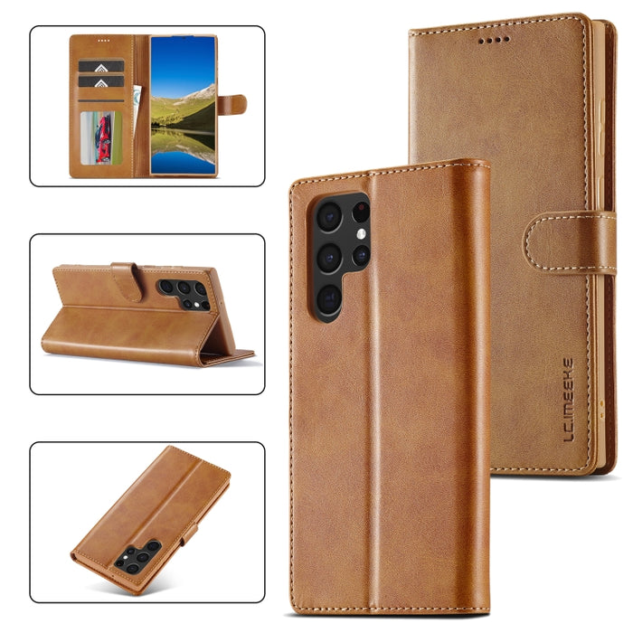 LC.IMEEKE Calf Texture Leather Phone Case, For Samsung Galaxy A05S, For Samsung Galaxy A35 5G, For Samsung Galaxy S24 Ultra 5G, For Samsung Galaxy S23 FE 5G, For Samsung Galaxy A55 5G, For Samsung Galaxy A05, For Samsung Galaxy S24+ 5G                 ...