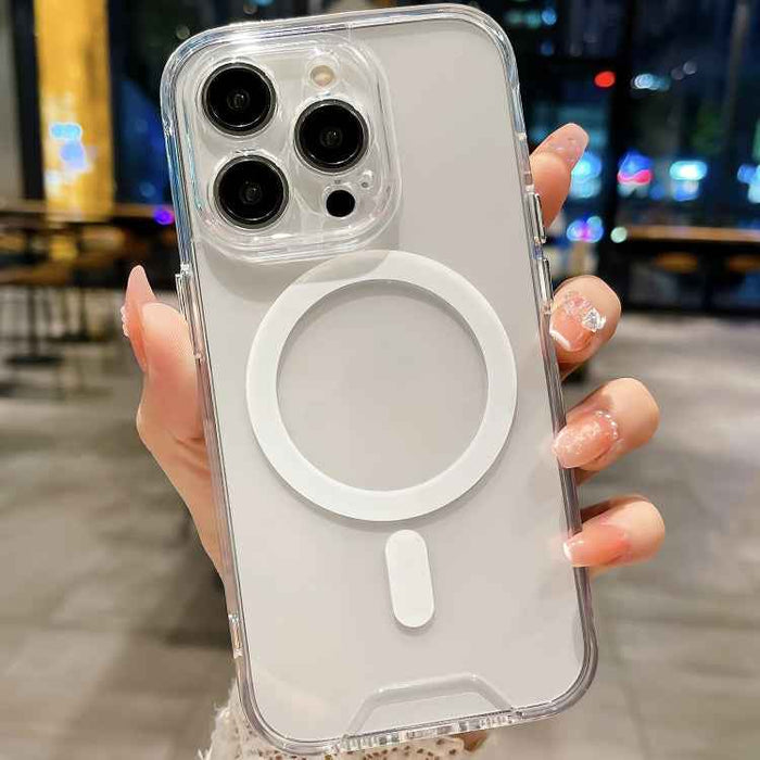 For iPhone 16 Plus Space MagSafe Acrylic Hybrid TPU Phone Case(Transparent)