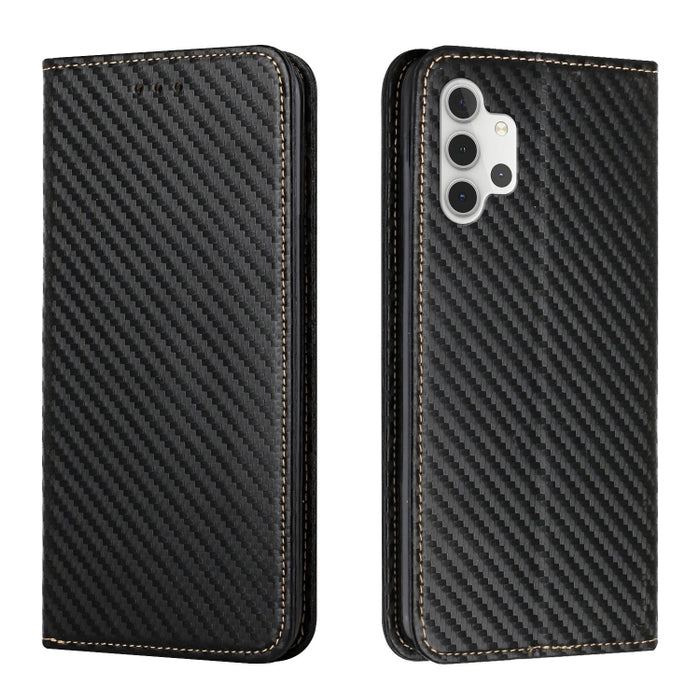 Carbon Fiber Texture Flip Holder Leather Phone Case, For Samsung Galaxy S24 Ultra 5G, For Samsung Galaxy S23 FE 5G, For Samsung Galaxy A55, For Samsung Galaxy A35, For Samsung Galaxy S24+ 5G, For Samsung Galaxy A32 4G, For Samsung Galaxy S24 5G��������...