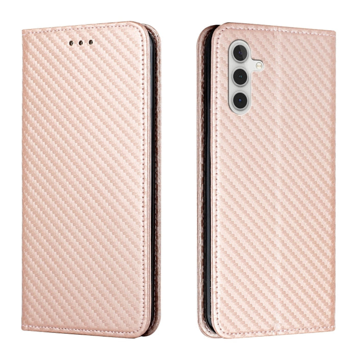 Carbon Fiber Texture Flip Holder Leather Phone Case, For Samsung Galaxy S24 Ultra 5G, For Samsung Galaxy S23 FE 5G, For Samsung Galaxy A55, For Samsung Galaxy A35, For Samsung Galaxy S24+ 5G, For Samsung Galaxy A32 4G, For Samsung Galaxy S24 5G��������...