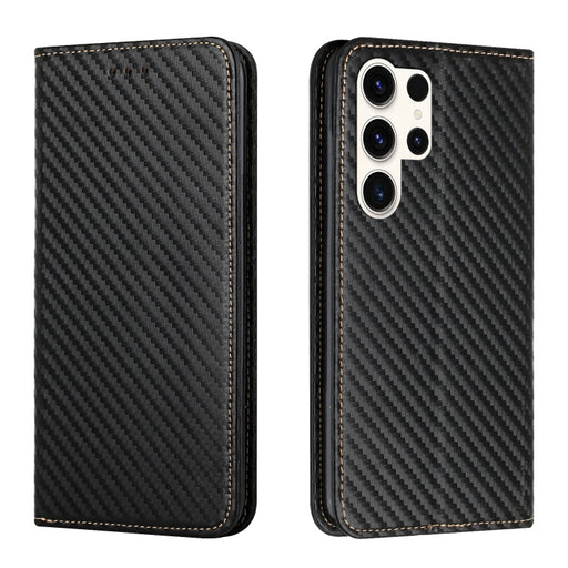 Carbon Fiber Texture Flip Holder Leather Phone Case, For Samsung Galaxy S24 Ultra 5G, For Samsung Galaxy S23 FE 5G, For Samsung Galaxy A55, For Samsung Galaxy A35, For Samsung Galaxy S24+ 5G, For Samsung Galaxy A32 4G, For Samsung Galaxy S24 5G��������...