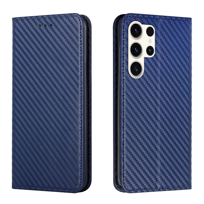 Carbon Fiber Texture Flip Holder Leather Phone Case, For Samsung Galaxy S24 Ultra 5G, For Samsung Galaxy S23 FE 5G, For Samsung Galaxy A55, For Samsung Galaxy A35, For Samsung Galaxy S24+ 5G, For Samsung Galaxy A32 4G, For Samsung Galaxy S24 5G��������...