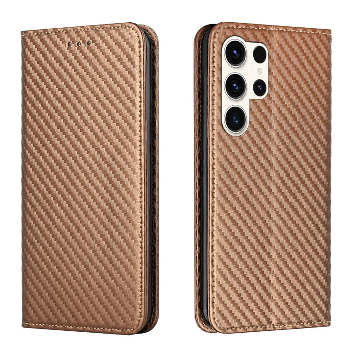 Carbon Fiber Texture Flip Holder Leather Phone Case, For Samsung Galaxy S24 Ultra 5G, For Samsung Galaxy S23 FE 5G, For Samsung Galaxy A55, For Samsung Galaxy A35, For Samsung Galaxy S24+ 5G, For Samsung Galaxy A32 4G, For Samsung Galaxy S24 5G��������...