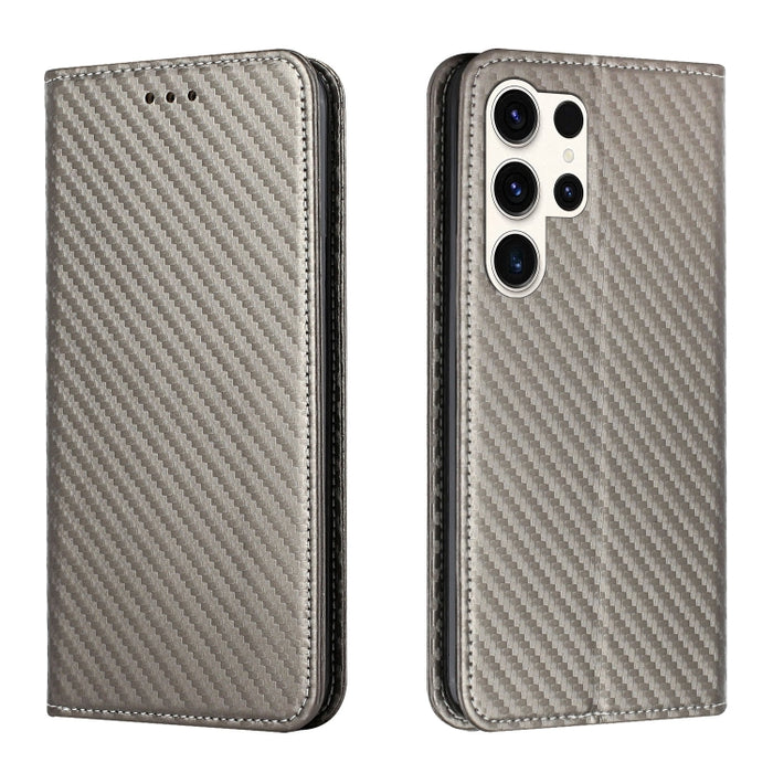 Carbon Fiber Texture Flip Holder Leather Phone Case, For Samsung Galaxy S24 Ultra 5G, For Samsung Galaxy S23 FE 5G, For Samsung Galaxy A55, For Samsung Galaxy A35, For Samsung Galaxy S24+ 5G, For Samsung Galaxy A32 4G, For Samsung Galaxy S24 5G��������...