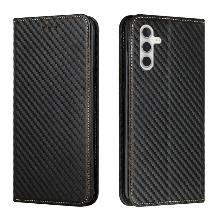 Carbon Fiber Texture Flip Holder Leather Phone Case, For Samsung Galaxy S24 Ultra 5G, For Samsung Galaxy S23 FE 5G, For Samsung Galaxy A55, For Samsung Galaxy A35, For Samsung Galaxy S24+ 5G, For Samsung Galaxy A32 4G, For Samsung Galaxy S24 5G��������...