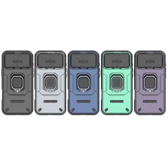 For iPhone 17 Pro Max Sliding Camshield TPU + PC Shockproof Phone Case with Holder(Blue)