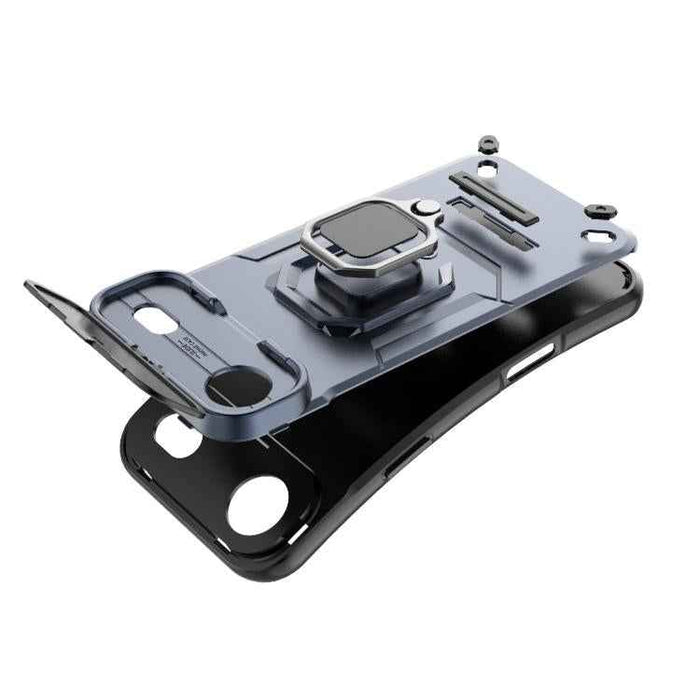 For iPhone 17 Air Sliding Camshield TPU + PC Shockproof Phone Case with Holder(Black)