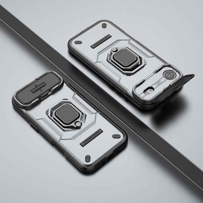 For iPhone 17 Air Sliding Camshield TPU + PC Shockproof Phone Case with Holder(Grey)