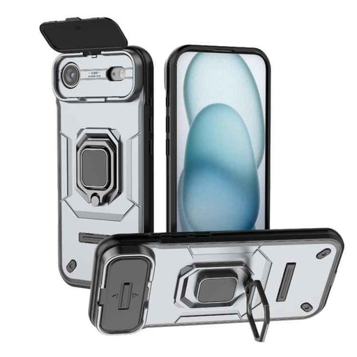 For iPhone 17 Air Sliding Camshield TPU + PC Shockproof Phone Case with Holder(Grey)