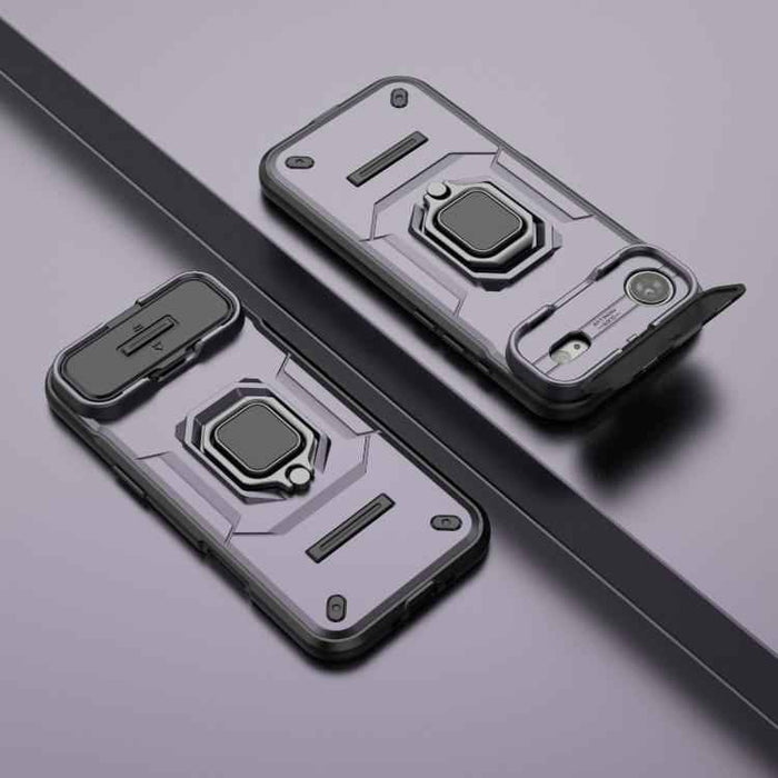 For iPhone 17 Air Sliding Camshield TPU + PC Shockproof Phone Case with Holder(Purple)