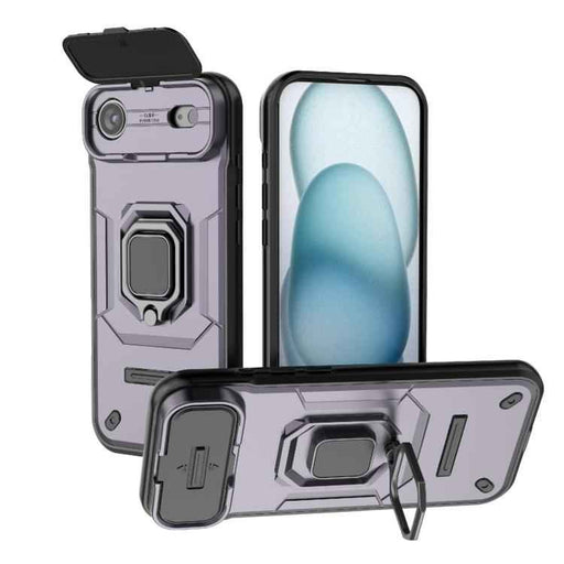 For iPhone 17 Air Sliding Camshield TPU + PC Shockproof Phone Case with Holder(Purple)