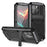 For iPhone 15 Pro Max R-JUST Shockproof Life Waterproof Dust-proof Metal + Silicone Phone Case with Holder(Black)