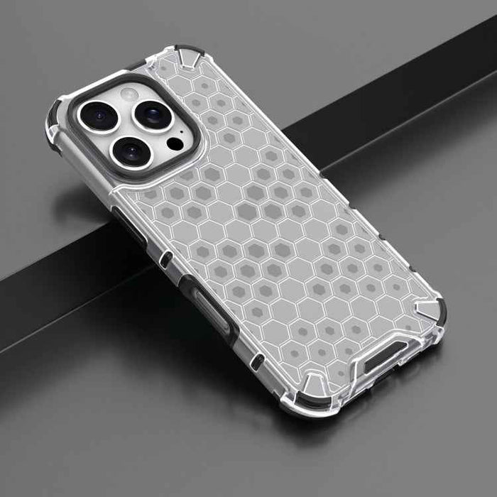 For iPhone 16 Pro Honeycomb Shockproof Phone Case(White)