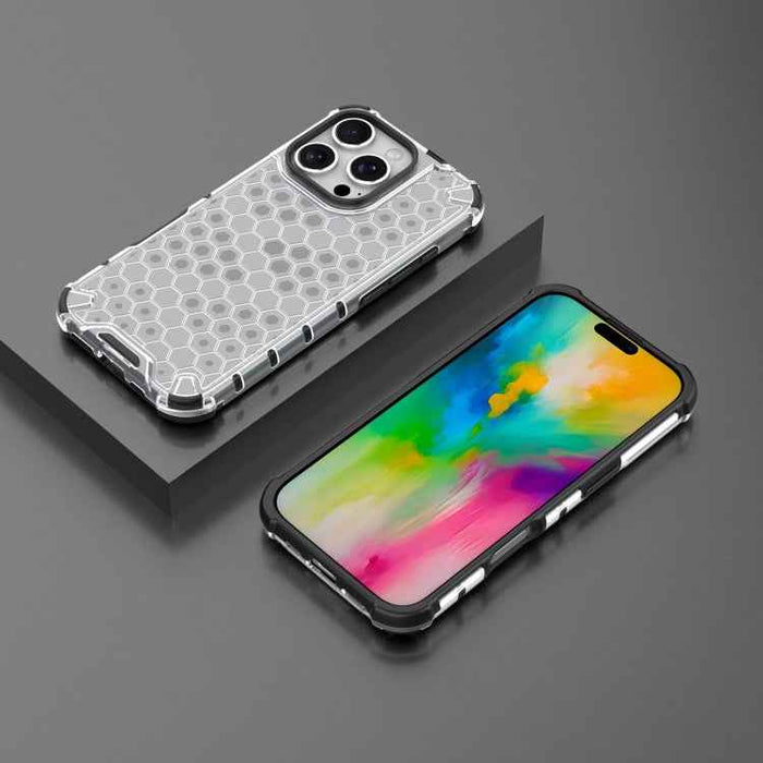 For iPhone 16 Pro Honeycomb Shockproof Phone Case(White)