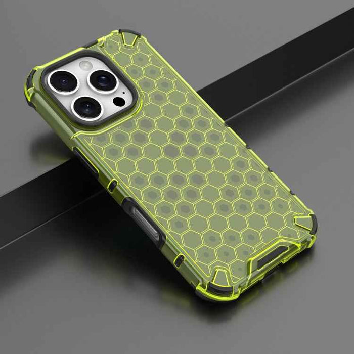 For iPhone 16 Pro Honeycomb Shockproof Phone Case(Green)