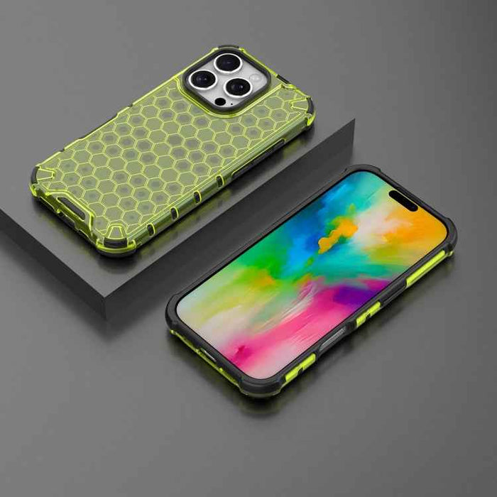 For iPhone 16 Pro Honeycomb Shockproof Phone Case(Green)