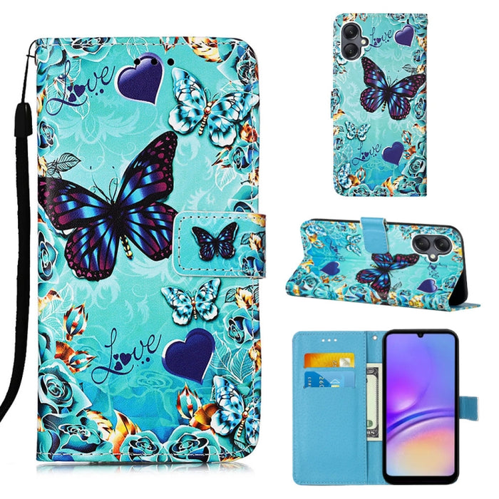 Colored Drawing Pattern Plain Weave Leather Phone Case, For Samsung Galaxy S24 Ultra 5G, For Samsung Galaxy S24+ 5G, For Samsung Galaxy S24 5G, For Samsung Galaxy A15, For Samsung Galaxy A05, For Samsung Galaxy A05s