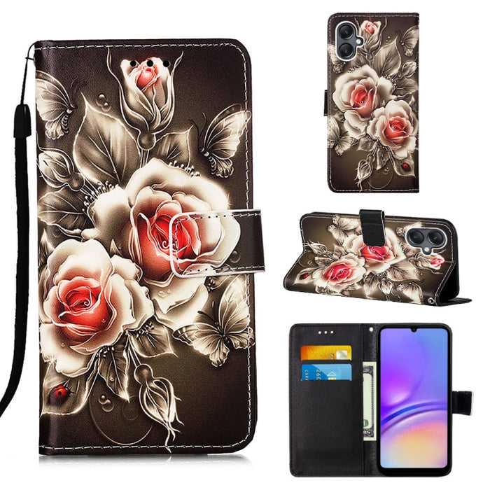 Colored Drawing Pattern Plain Weave Leather Phone Case, For Samsung Galaxy S24 Ultra 5G, For Samsung Galaxy S24+ 5G, For Samsung Galaxy S24 5G, For Samsung Galaxy A15, For Samsung Galaxy A05, For Samsung Galaxy A05s