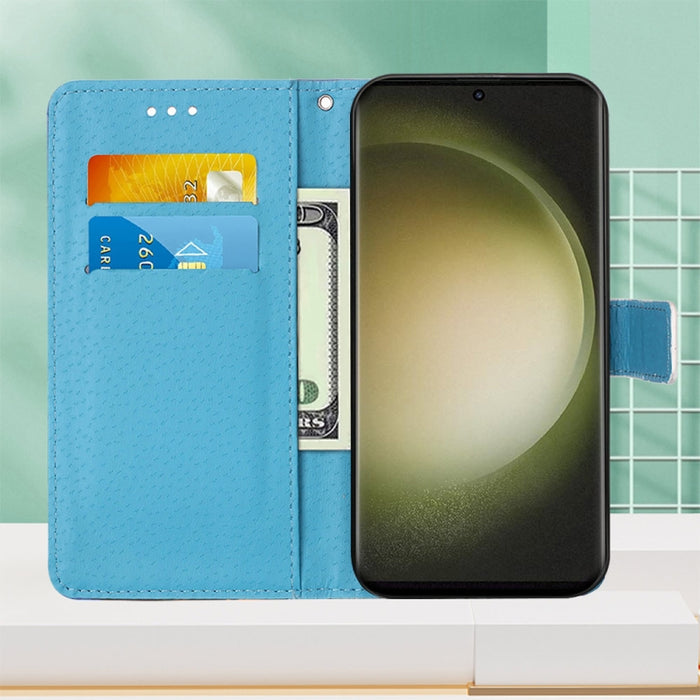 Colored Drawing Pattern Plain Weave Leather Phone Case, For Samsung Galaxy S24 Ultra 5G, For Samsung Galaxy S24+ 5G, For Samsung Galaxy S24 5G, For Samsung Galaxy A15, For Samsung Galaxy A05, For Samsung Galaxy A05s