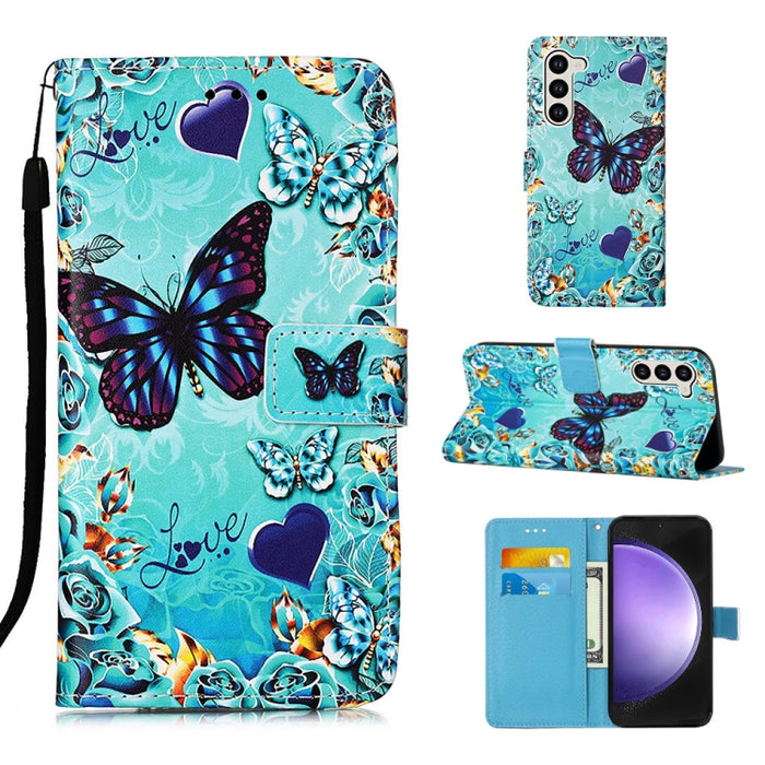 Colored Drawing Pattern Plain Weave Leather Phone Case, For Samsung Galaxy S24 Ultra 5G, For Samsung Galaxy S24+ 5G, For Samsung Galaxy S24 5G, For Samsung Galaxy A15, For Samsung Galaxy A05, For Samsung Galaxy A05s