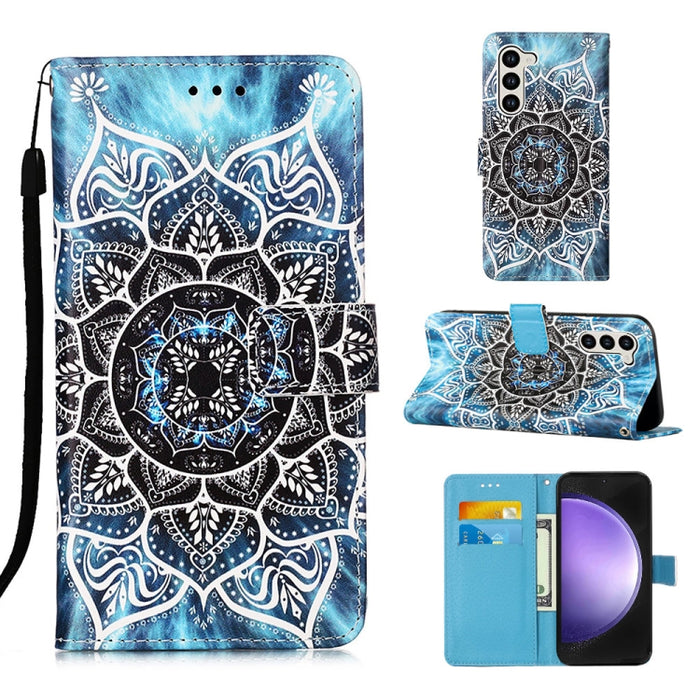 Colored Drawing Pattern Plain Weave Leather Phone Case, For Samsung Galaxy S24 Ultra 5G, For Samsung Galaxy S24+ 5G, For Samsung Galaxy S24 5G, For Samsung Galaxy A15, For Samsung Galaxy A05, For Samsung Galaxy A05s