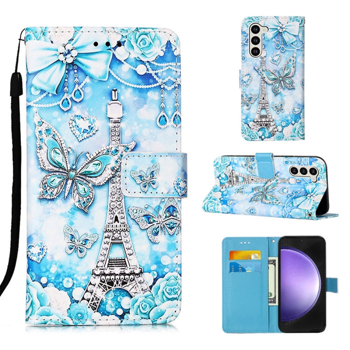 Colored Drawing Pattern Plain Weave Leather Phone Case, For Samsung Galaxy S24 Ultra 5G, For Samsung Galaxy S24+ 5G, For Samsung Galaxy S24 5G, For Samsung Galaxy A15, For Samsung Galaxy A05, For Samsung Galaxy A05s