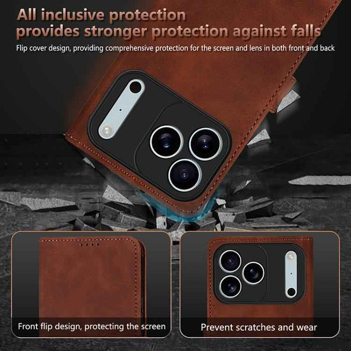 For iPhone 17 Pro Max AZNS Skin Feel Calf Texture Flip Leather Phone Case(Blue)