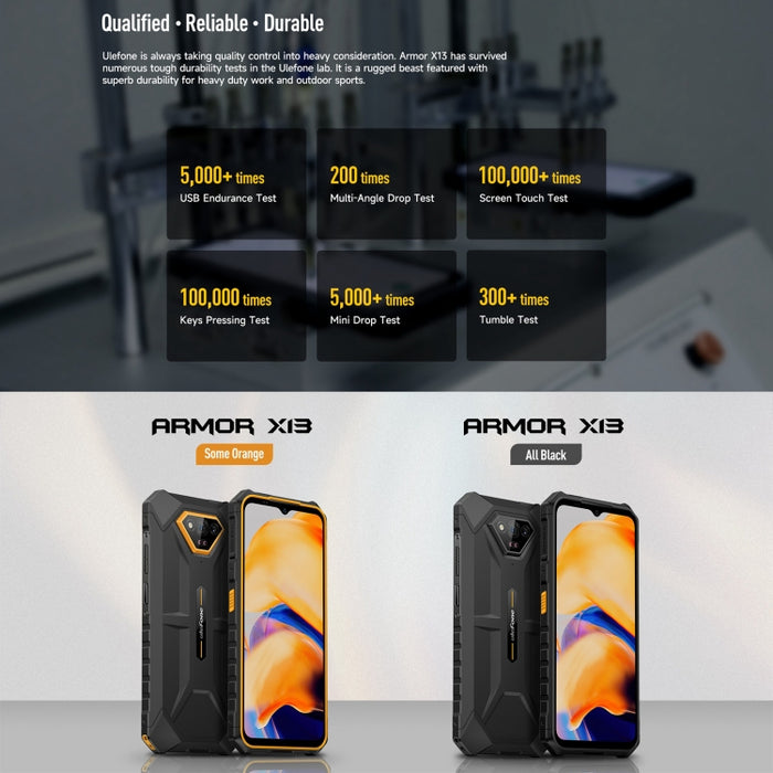 Ulefone Armor X13, IP68/IP69K Rugged Phone, 6.52 inch Android 13 MediaTek Helio G36 Octa Core, Network: 4G, NFC, OTG
