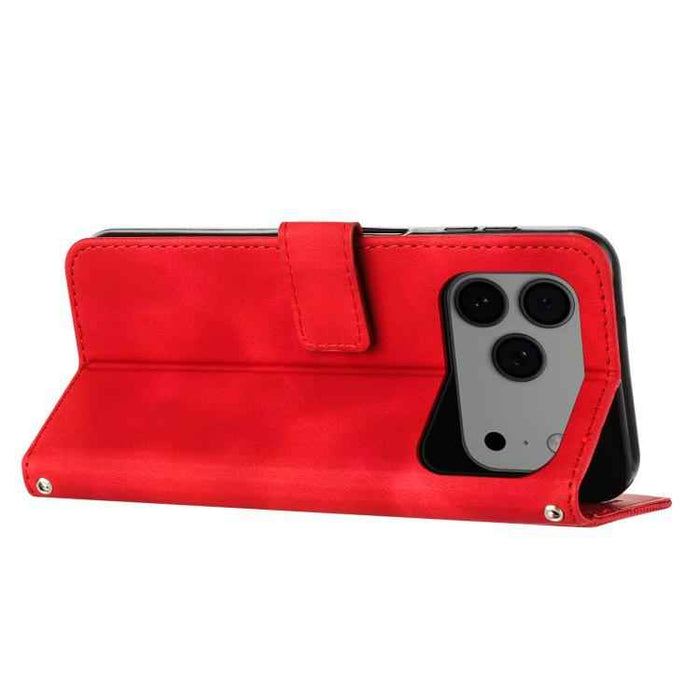 For iPhone 17 Pro Max Dream Triangle Leather Phone Case with Lanyard(Red)