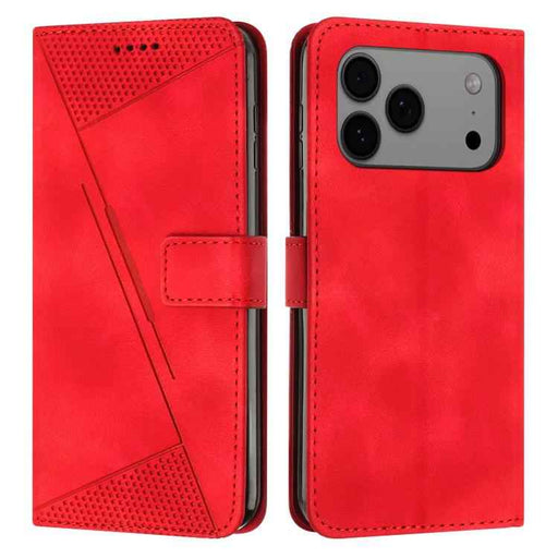 For iPhone 17 Pro Max Dream Triangle Leather Phone Case with Lanyard(Red)