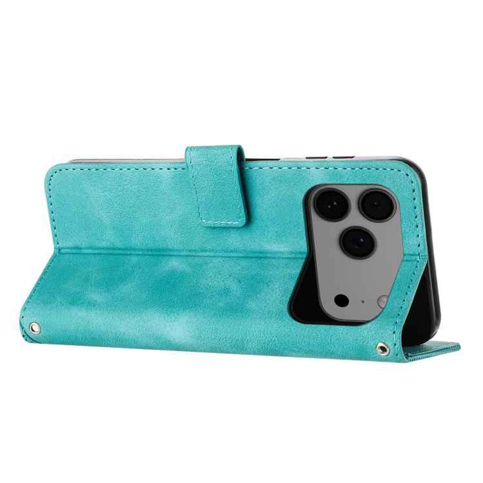 For iPhone 17 Pro Max Dream Triangle Leather Phone Case with Lanyard(Green)