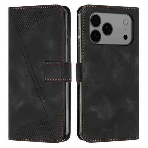 For iPhone 17 Pro Max Dream Triangle Leather Phone Case with Lanyard(Black)
