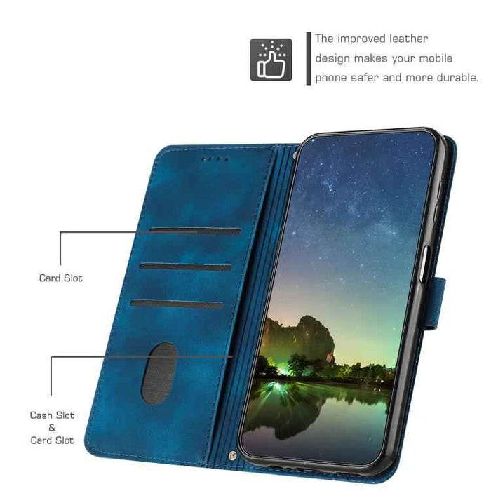 For iPhone 17 Dream Triangle Leather Phone Case with Lanyard(Blue)