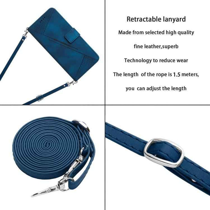 For iPhone 17 Dream Triangle Leather Phone Case with Lanyard(Blue)