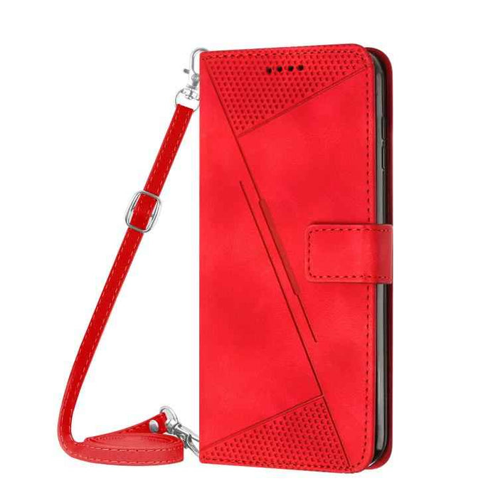 For iPhone 17 Dream Triangle Leather Phone Case with Lanyard(Red)