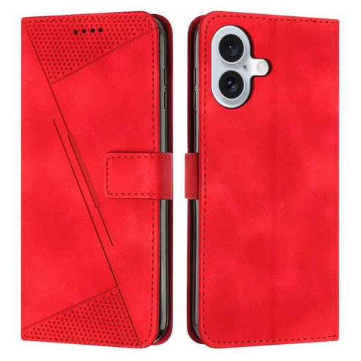 For iPhone 17 Dream Triangle Leather Phone Case with Lanyard(Red)